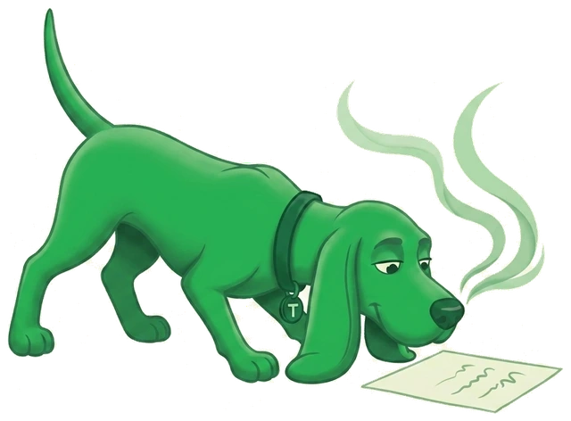 Trusty the hound following a paper trail